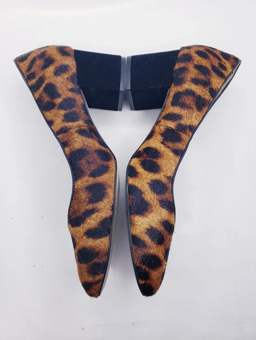 Talbots Isa Leopard Print Suede Calf Skin Block Heel Pumps Women's Size 7.5